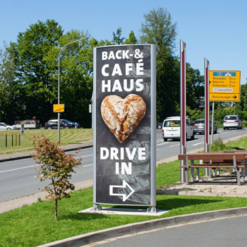 Werbepylon, inkl. Druck