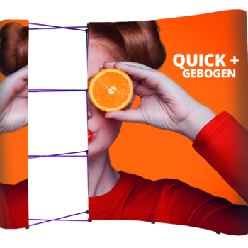 Messewand Pop-Up 3 x 4 gebogen inkl. Transporttasche + Druck