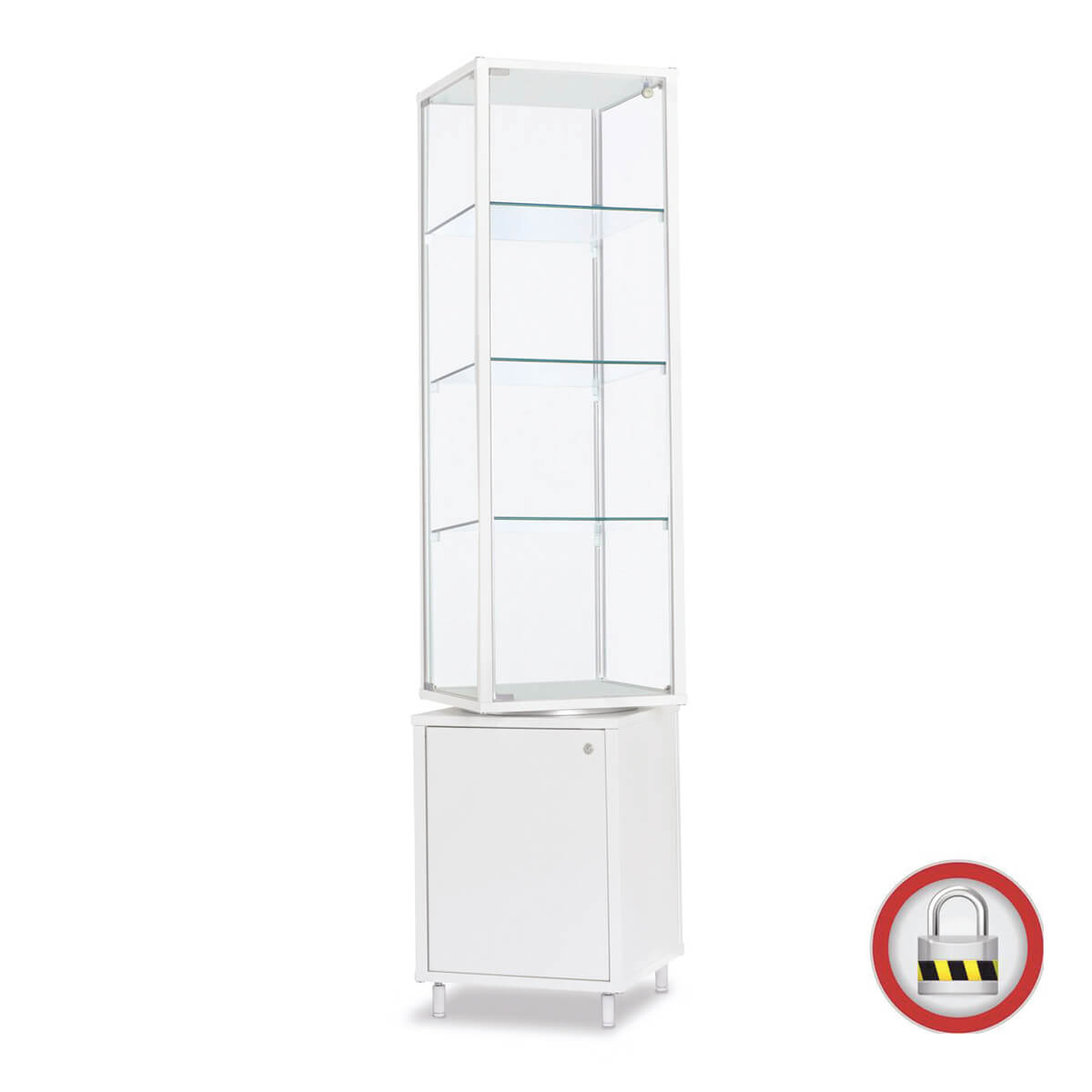 drehbare-vitrine-unterschrank-abschliessbar-weiss