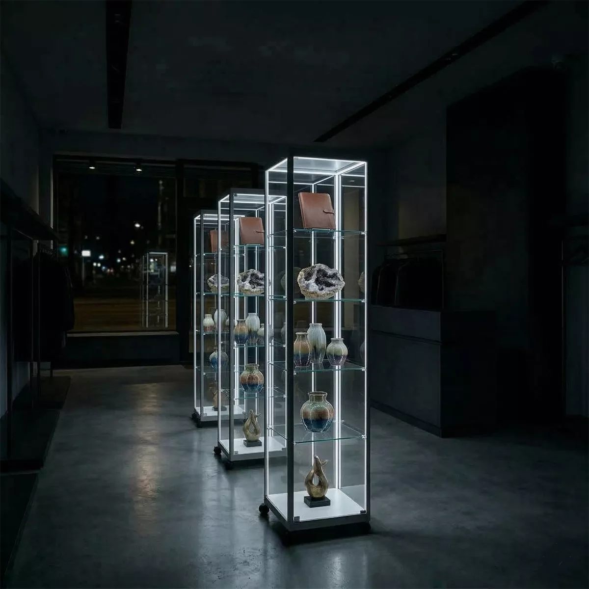 Glasvitrine Turm beleuchtet- Versandkostenfrei